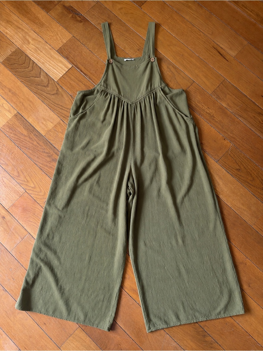 KORNO Olive Green Wide Leg Overall Jumpsuit Romper Pockets XL